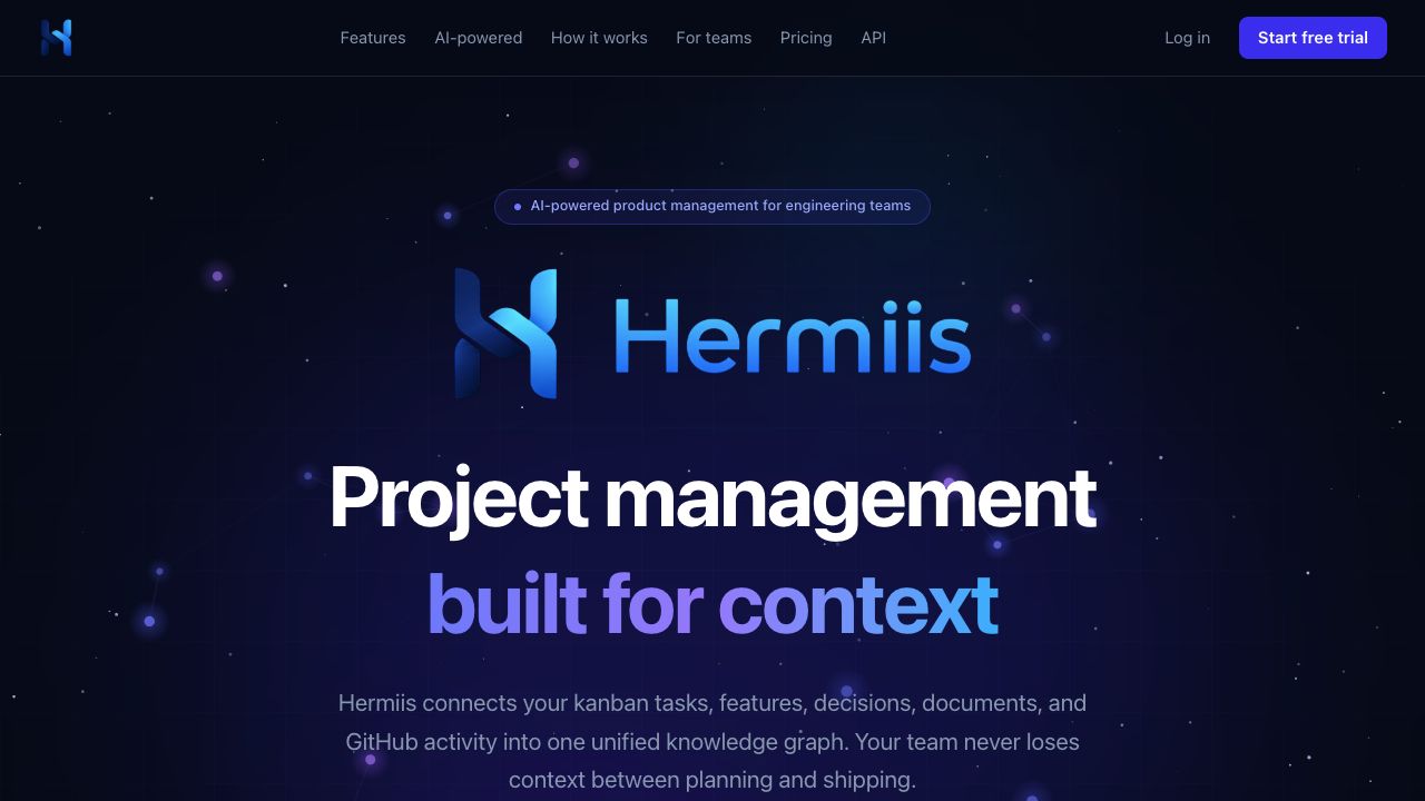 HermIIS AI-powered project management homepage