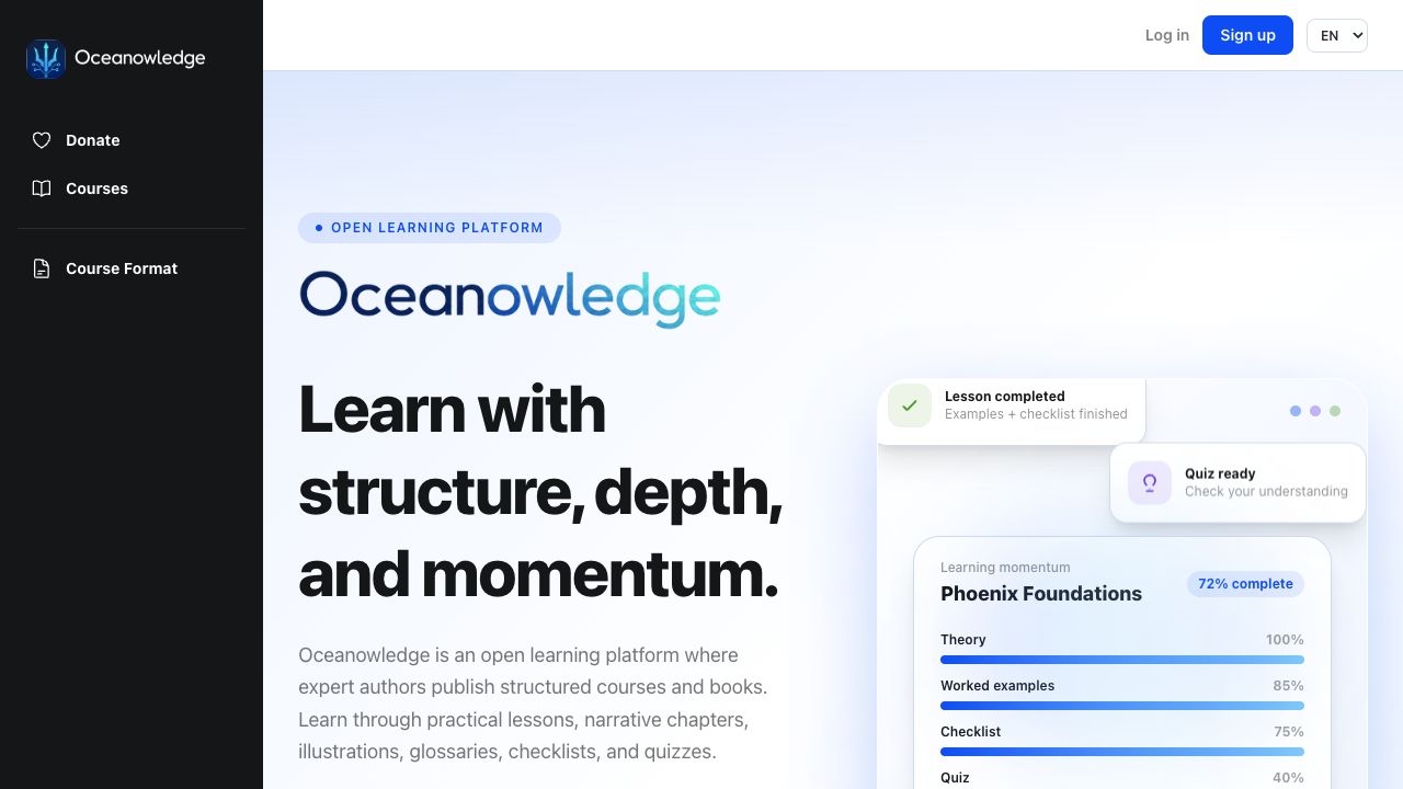 Oceanowledge learning platform homepage