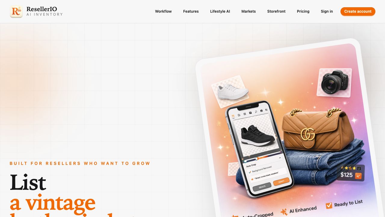 ResellerIO AI inventory homepage